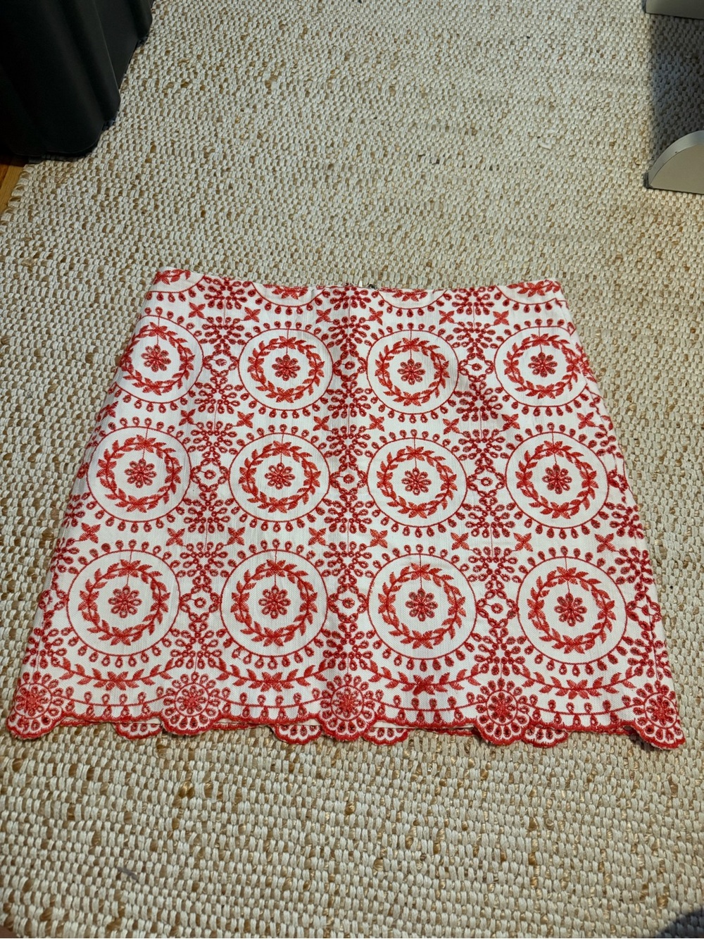 Loft Red Embroidered Circle-Pattern Women's Skirt